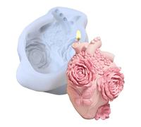 DEKKRYNFV Moules en silicone en forme de cœur en forme de fleur - En résine époxy - Plâtres de fleurs - Fournitures d'artisanat