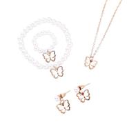 DEKKRYNFV Parure de bijoux élégante avec pendentif papillon et boucles d'oreilles en alliage pour enfants