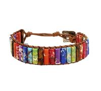 DEKKRYNFV Pierre de texture naturelle tissée à la main en corde de cuir sculptée à la main Cadeau unique pour couple Bijoux à breloques Bracelets en pierre naturelle pour femmes hommes adultes