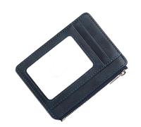 DEKKRYNFV Porte-cartes élégant en polyuréthane bloquant la vie privée avec fenêtre zippée facile d'accès pour un usage quotidien Pochette pour cartes de visite, bleu, Beauté de masse