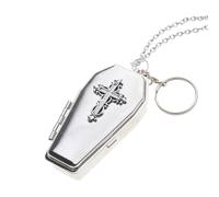 DEKKRYNFV Porte-clés avec pendentif gravé détaillé en forme de cercueil adapté aux jeunes adultes à la recherche d'accessoires uniques et esthétiques foncés