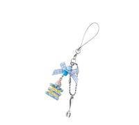 DEKKRYNFV Porte-clés créatif Taro crème Napoléon pour téléphone fait à la main - Accessoire pour femme - Idée cadeau - Breloque de téléphone pour appareil photo, sac à dos, bleu, Keychain