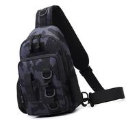 DEKKRYNFV Sac à bandoulière de rangement pour matériel de pêche en plein air, sac à bandoulière confortable avec support de canne à pêche, pochettes pour accessoires de rangement, a