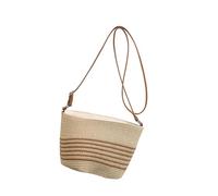 DEKKRYNFV Sac de plage en paille pour femme - Sac à bandoulière rayé - Sac à main tissé à la main - Messagers féminins - Shopping - Sortir ensemble - Bandoulière rayée - Tendance - Sac à main tissé