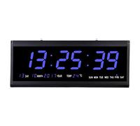 Dekltus Horloge murale numérique LED avec affichage, grande horloge murale numérique avec date et température, horloge radio-pilotée créative LED pour entrepôt, garage, salon - 480 x 190 x 30 mm