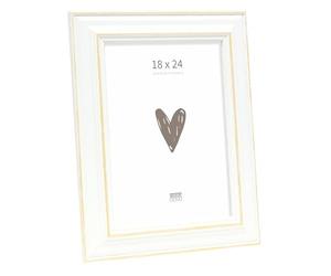 Deknudt Frames Cadre Bois Couleur Blanc Photo 18x24cm S221H1 | couleur blanc avec biseau couleur bois clair - pour accrocher ou poser - pour photos, affiches ou posters