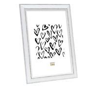 Deknudt Cadre photo en bois S221H3 18x24 cm blanc biseau bois foncé à accrocher ou à poser