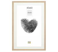 Deknudt Frames Cadre photo avec passe-partout - Couleur chêne - Bois clair - S66KH1 P1 40x60cm pour photo 30x45cm - carré - Bois MDF - pour accrocher