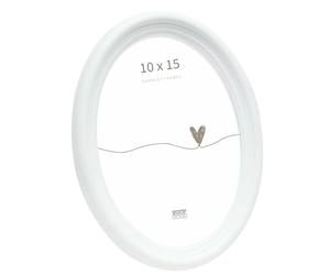 Deknudt Frames Cadre Ovale Blanc Photo 10x15cm S100F1 | style retro forme ovale - peint blanc - à poser ou à accrocher