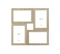 Deknudt Frames Cadre pêle-mêle - Bois naturel - Pour 4 photos - Photo 13x18cm - pour accrocher - S68UC3P4 - Format cadre 35,5x35,5cm
