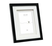 Deknudt Frames - Cadre photo avec double passe-partout - Noir - Pour photo de 13 x 18 cm - En bois MDF - Pour accrocher ou poser - S65KK2 P1 13x18cm