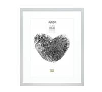 DEKNUDT FRAMES Cadre photo avec passe-partout - Argent - S66KD1 P1 40x50cm pour photo 30x40cm - Bois MDF - pour accrocher