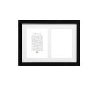 Deknudt Frames Cadre photo avec passe-partout pour 2 photos 13x18cm - Noir - Bois MDF - Multivue - Collage - pour accrocher ou poser - 26x35cm - S66KA2 13x18