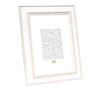 Deknudt Frames - Cadre photo en bois pour photo 10x15cm - blanc avec biseau bois clair - pour accrocher ou poser - pour affiches ou posters - S221H1 10x15