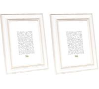 Deknudt Frames - Cadre photo en bois pour photo 15x20cm - blanc avec biseau bois clair - pour accrocher ou poser - pour affiches ou posters - S221H1 15x20 (Lot de 2)