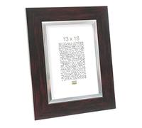 Deknudt Frames S41NH4 Cadre Photo Résine Acajou avec Filet Argenté 13 x 18 cm