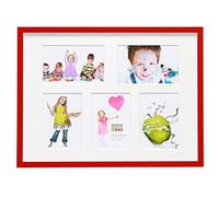 Deknudt Frames S43AL4 P5 Cadre Photo Pêle Mêle avec 5 Ouvertures Bois Rouge/Blanc 10 x 15 cm