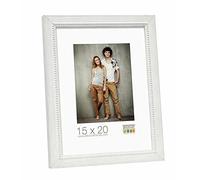 Deknudt Frames S43VF1 Cadre Photo Bois Blanc avec Filet de Petites Boules Argenté 20 x 20 cm