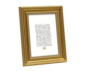 Deknudt Frames S45HA1 Cadre Photo avec Filet Résine Doré/Perlé 18 x 24 cm