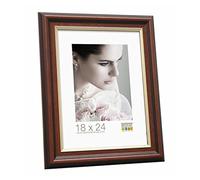 Deknudt Frames S55BH2 Style Classique Cadre Photo Bois Bruges/Brun Brillant avec Bord Doré 50 x 70 cm