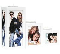 Deknudt Frames S66RW1 Cadre Photo 2 Photos avec 3 Porte-Photos + Bougeoir Bois Blanc