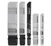 DEKO 20 PCS Lames Scie Sauteuse, à Queue en T,5 Modèles Bimétalliques HCS HSS pour Coupe Bois,Bois Clouté, Métal et Aluminium, avec Boîte Plastique Transparente