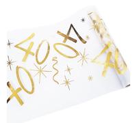 Deko 40 - Chemin de table d'anniversaire homme et femme (28 x 275 cm) - Large décoration de table de fête - Doré brillant - Découpable avec ciseaux
