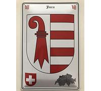 Deko 7 Kanton Jura Plaque décorative en tôle avec Blason Suisse 30 x 20 cm