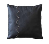 Déko and CO Coussin en Simili Cuir Noir, avec Remplissage, Coussin décoratif, 45x45 cm