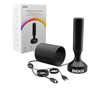 DEKO Antenne TV Intérieur TNT avec amplificateur - Antennes HDTV d'intérieur pour téléviseur HD, Grande portée et réception à 360°, avec Base magnétique - Câble de 5 m, Canaux HD 4K 2024 DVBT2 HEVC