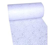 Deko AS GmbH Chemin de Table Dekoflor - Décoration de Table - Design Unique de Roses (imperméable, Effet Lotus, Surface veloutée, Rouleau de 25 m, Largeur 30 cm, 100% Nylon) - Blanc