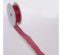 Deko AS GmbH Ruban décoratif Soie avec Bord Fil - Bordeaux - 25 mm - 20 m - 43222 25 38