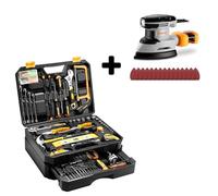 DEKO Caisse a Outil Avec Perceuse Visseuse Sans Fil 12V, 238 Pièces et 180W Ponceuse Triangulaire