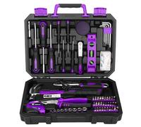 DEKO Caisse a Outils 100 Pièces de Réparation à Domicile, Malette à Outils de Mménage Général avec Rangement pour Boîte à Outils en Plastique, Violet