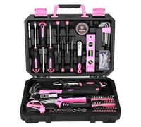 DEKO Caisse a Outils 100 Pièces de Réparation à domicile, Malette à Outils Rose de Mménage Général avec Rangement pour Boîte à Outils en Plastique