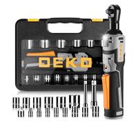 DEKO liquet Électrique Sans Fil 3/8", 30 Nm, Coffret de 14 Douilles | Batterie intégrée, recharge USB-C et 2 rallonges : un coffret à emporter pour vos travaux de mécanique automobile.