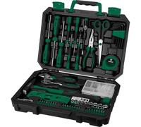 DEKO Coffre à outils de 138 pièces, ensemble d'outils général pour le ménage, avec boîtier en plastique pour bricoleurs, entretien de la maison, Vert