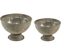 Deko Coupe Métal Gris Antique Ø12,5/15cm Set de 2 - Vintage Coupe pour fleurs séchées & décoration de printemps