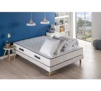 DEKO DREAM Détente 24 cm Pack sommier matelas 140 x 190 cm - Couette et 2 oreillers - 7 zones - réversible - fabriqué en Belgique