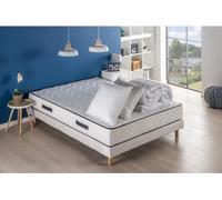 DEKO DREAM Détente 24 cm Pack sommier matelas 160 x 200 cm - Couette et 2 oreillers - 7 zones - réversible - fabriqué en Belgique