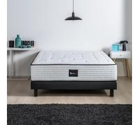 DEKO DREAM Ensemble matelas + sommier bois massif 160 x 200 - 700 ressorts ensachés - Medium - HOTEL SANIPUR