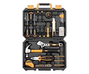 DEKO Ensemble d'outils de réparation à domicile de 100 pièces, trousse à outils de ménage général avec rangement pour boîte à outils en plastique