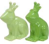 Deko Grenouille Céramique Couple Roi Grenouille Décoration d'été Décoration de jardin 13×8×16cm 2p