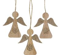 Deko Hänger Ange en bois Glitter 10cm 12pc - Décorations de Noël, Décorations de l'Avent, Décorations pour l'arbre de Noël en bois