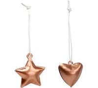 Deko Hänger Étoile Cœur Cuivre 3-4cm 24 pcs - Pendentif arbre de Noël Décoration de Noël