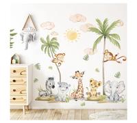 DEKO KINDERZIMMER Lot de stickers muraux XXL pour chambre d'enfant Motif animaux de safari Lion Girafe éléphant Décoration murale pour chambre de bébé DK1052-05