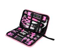 DEKO Kit d'outils ménagers 110 Pièces Rose, Ensemble d'outils DIY Portable pour Femme avec Pochette de Transport Facile, Parfait pour Bricolage et Entretien de la Maison