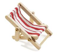 Deko-Liegestuhl, Holz, rot-weißer Stoffsitz, 5 x 3,5 cm