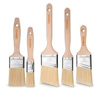 DEKO Lot de 5 pinceaux Peinture Plats et biseautés pour Murs et Meubles | Pour les bricoleurs et peintres : 3 pinceaux biseautés facilitent le travail le long des plinthes, fenêtres et angles.