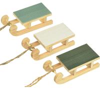 Deko Luge Bois Décoration à suspendre Menthe Vert Blanc 9,5cm Set de 6 Décoration de Noël Décoration de fenêtre